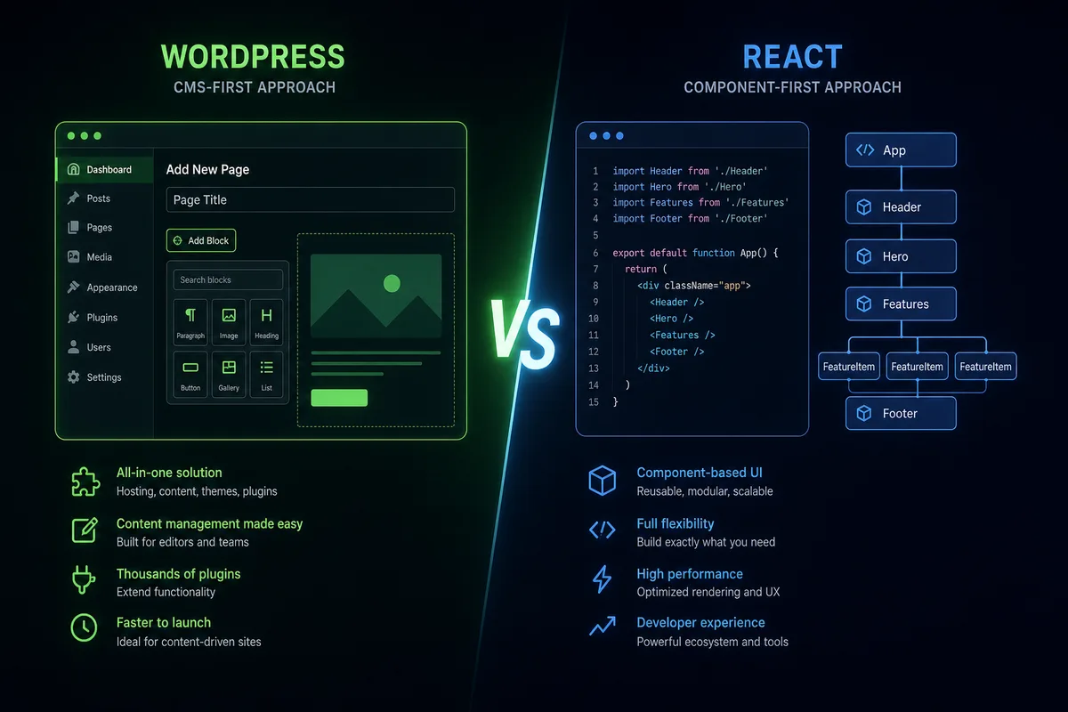 WordPress czy React? Którą Technologię Wybrać dla Swojej Firmy w 2026?